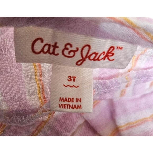Cat & Jack Toddler Girls Sundress Dress 3T Lavender & Yellow Pinstripe Adorable - Picture 8 of 9